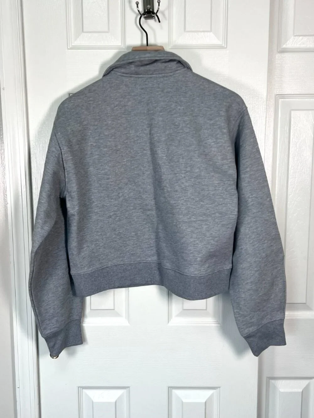 Everlane Luxe Fleece Zip Polo Cropped Vintage Heather Gray Size Med NWT - Picture 3 of 7